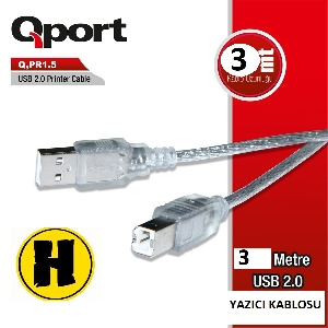 Usb Yazıcı Kablo 3mt 2.0 qport